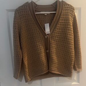 LOFT Brown Open-Knit Cardigan
